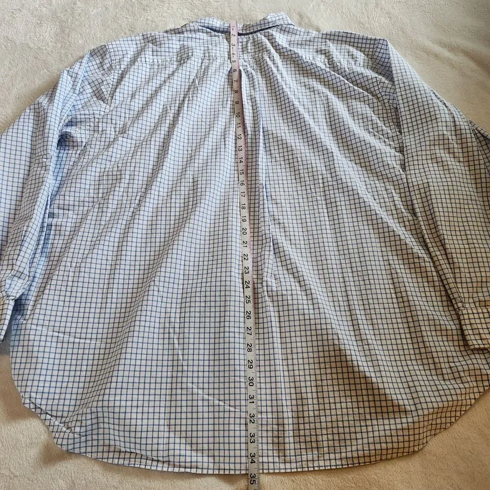 Polo Ralph Lauren Big & Tall Shirt Mens 3XB Blue White Check Button Down EUC